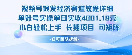视频号银发经济赛道单账号实操单日实收1k+，小白轻松上手长期项目-Scorpio丨网创