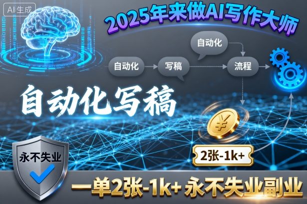 2025年来做AI写作大师,自动化写稿,一单2张-1k+,永不失业副业-Scorpio丨网创