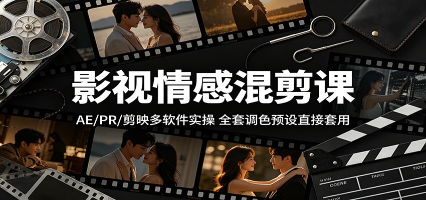影视情感混剪课：AE/PR/剪映多软件实操，全套调色预设直接套用-Scorpio丨网创