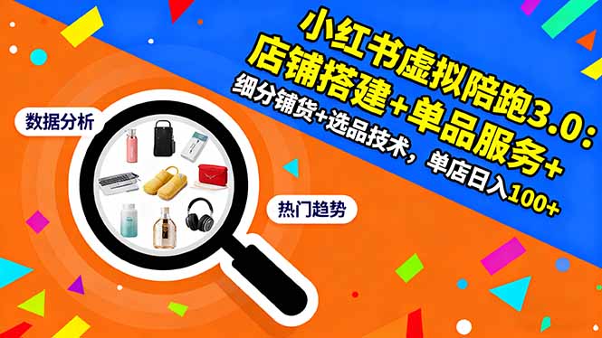 小红书虚拟陪跑3.0:店铺搭建+单品服务+细分铺货+选品技术,单店日入100+-Scorpio丨网创