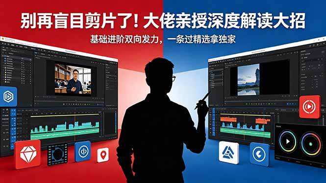 （18384期）别再盲目剪片了！大佬亲授深度解读大招，基础进阶双向发力，一条过精选拿独家-Scorpio丨网创