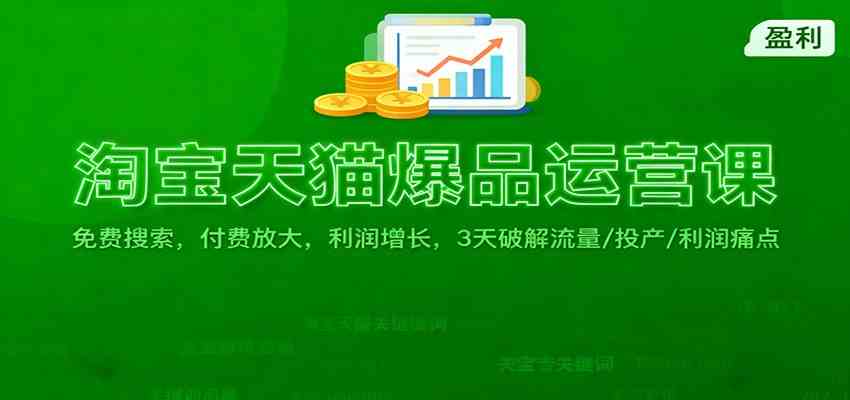 淘宝天猫爆品运营课:免费搜索,付费放大,利润增长,3 天破解流量/ 投产/利润痛点-Scorpio丨网创