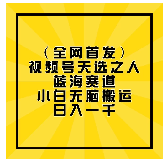 全网首发，视频号天选之人蓝海赛道，小白无脑搬运日入一千-Scorpio丨网创