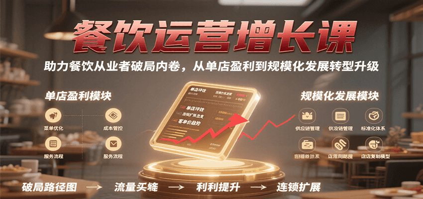 餐饮运营增长课,助力餐饮从业者破局内卷,从单店盈利到规模化发展转型升级-Scorpio丨网创