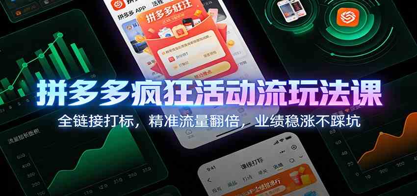 拼多多疯狂活动流玩法课:全链接打标,精准流量翻倍,业绩稳涨不踩坑-Scorpio丨网创
