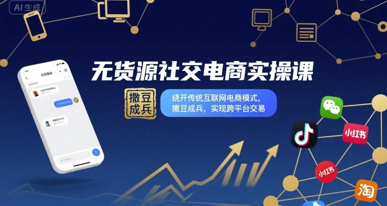 无货源社交电商实操课,绕开传统互联网电商模式,撒豆成兵,实现跨平台交易-Scorpio丨网创