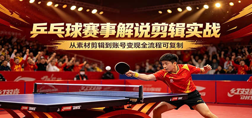 乒乓球赛事解说剪辑实战，从素材剪辑到账号变现全流程可复制-Scorpio丨网创