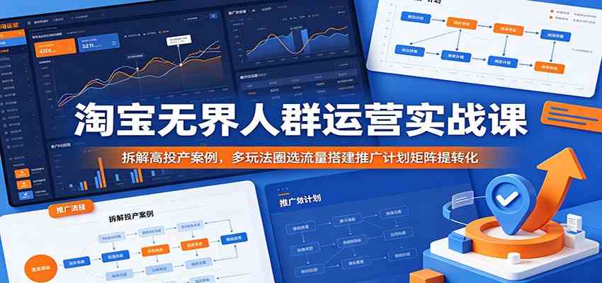 淘宝无界人群运营实战课:拆解高投产案例,多玩法圈选流量搭建推广计划矩阵提转化-Scorpio丨网创