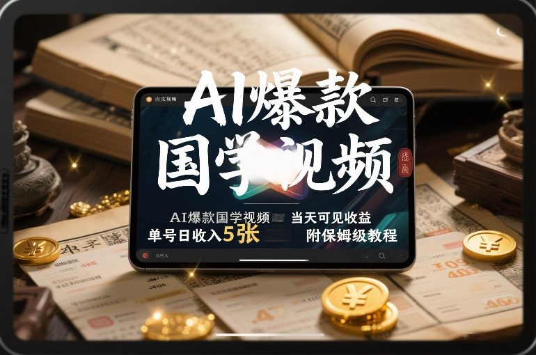 AI爆款国学视频，独家起号方法，小白直接上手，当天可见收益，单号日收入5张+附保姆级教程-Scorpio丨网创