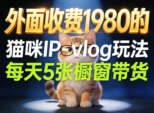 宠物赛道猫咪IP-vlog玩法，26条视频涨粉29W，每天5张橱窗带货拆解-Scorpio丨网创