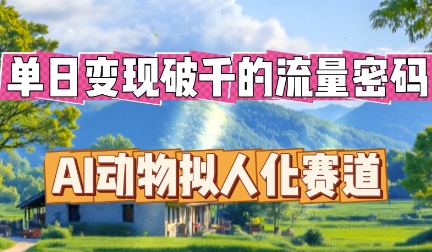 单日变现破k的流量密码，AI动物拟人化赛道-Scorpio丨网创