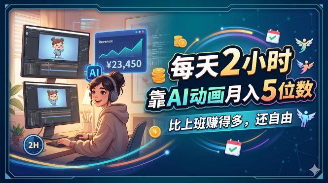 （18051期）每天 2 小时，靠 AI 动画月入 5 位数，比上班赚得多，还自由-Scorpio丨网创