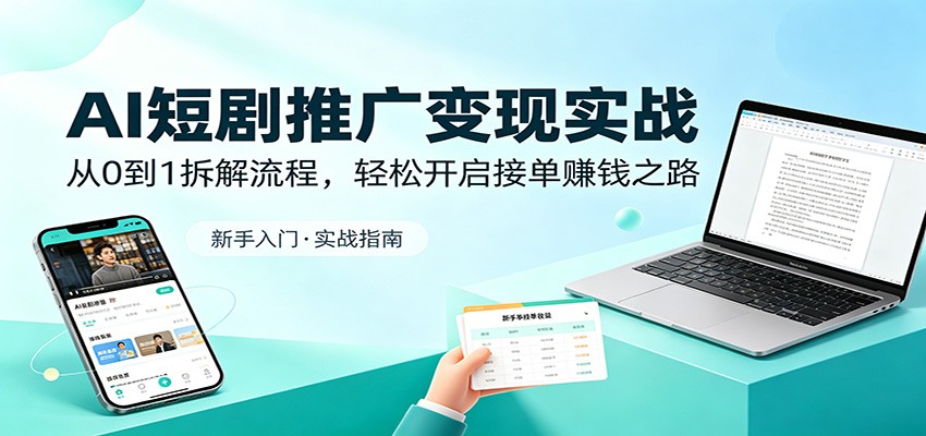 AI短剧推广变现实战：从0到1拆解流程，轻松开启接单赚钱之路-Scorpio丨网创