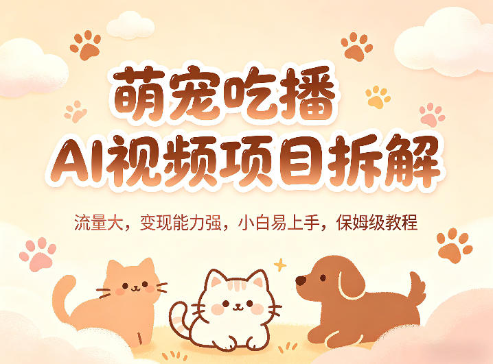 萌宠吃播AI视频项目拆解，流量大，变现能力强，小白易上手，保姆级教程-Scorpio丨网创