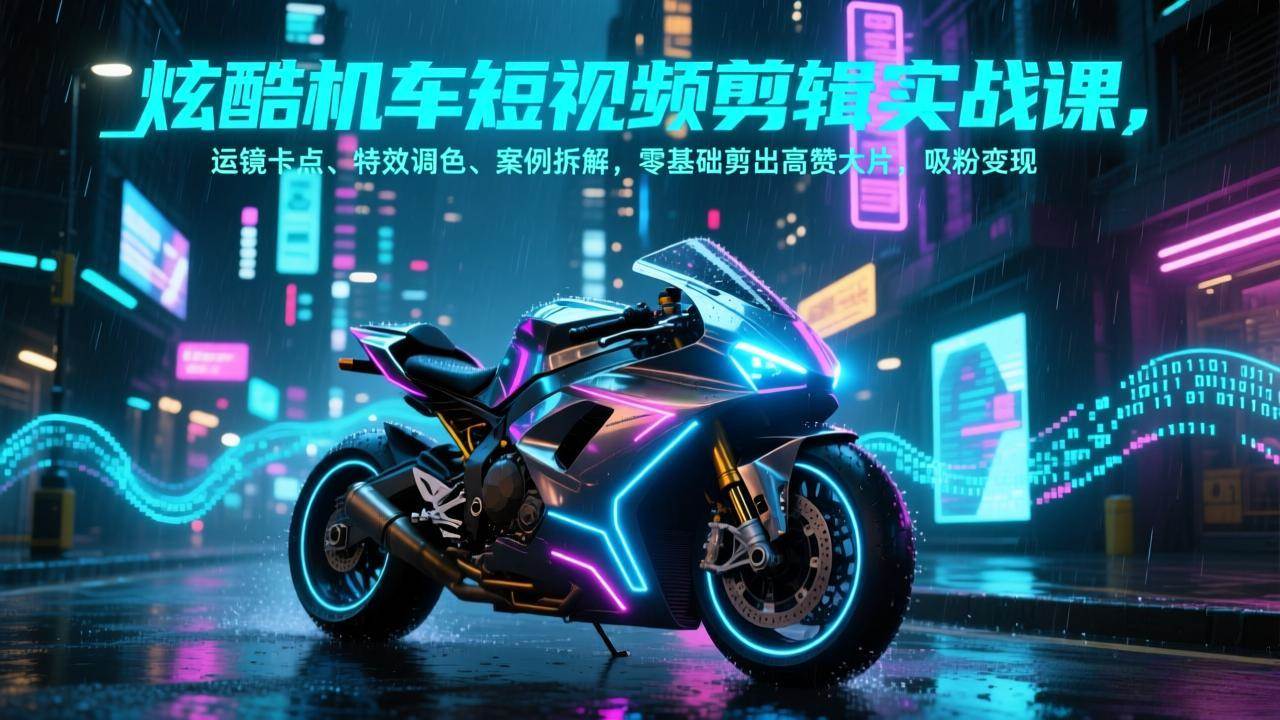 （17304期）炫酷机车短视频剪辑实战课，运镜卡点、特效调色、案例拆解，零基础剪出高赞大片，吸粉变现-Scorpio丨网创