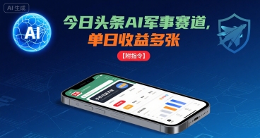 今日头条AI军事赛道,单日收益多张 ,手机可做【附指令】-Scorpio丨网创