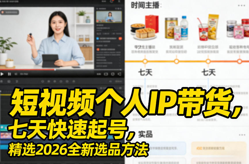短视频个人IP带货，七天快速起号，精选2026全新选品方法-Scorpio丨网创