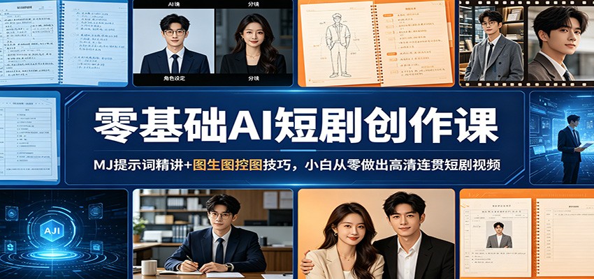 零基础AI短剧创作课：MJ提示词精讲+图生图控图技巧，小白从零做出高清连贯短剧视频-Scorpio丨网创