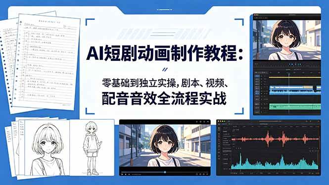 （18351期）AI短剧动画制作教程：零基础到独立实操，剧本、视频、配音音效全流程实战-Scorpio丨网创