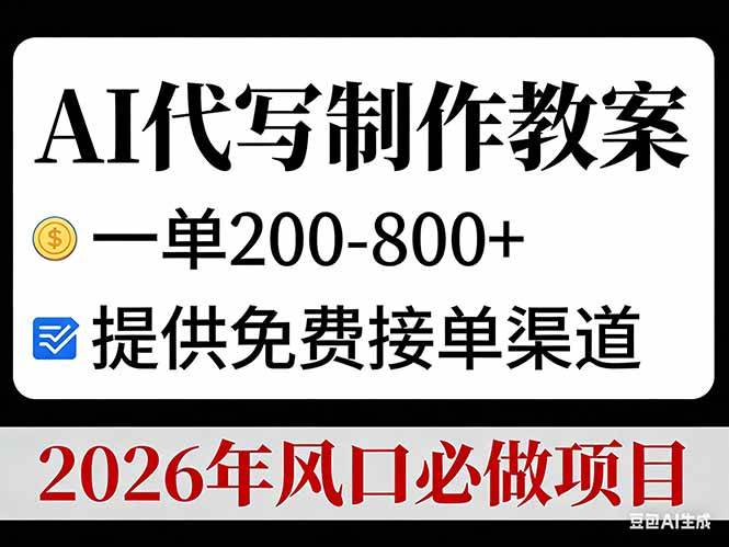 （17096期）AI代写制作教案，一单200-800+，提供免费接单渠道，2026年风口必做项目-Scorpio丨网创