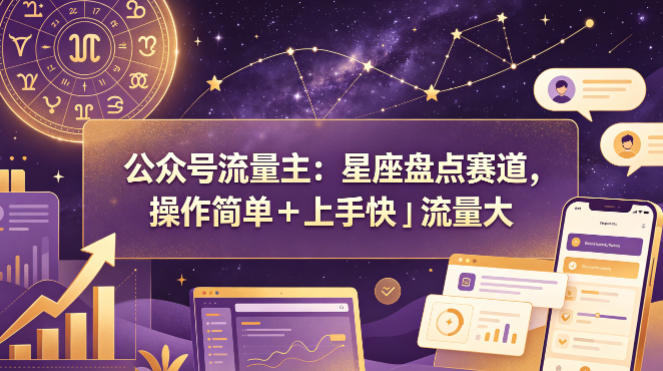 公众号流量主：星座盘点赛道，操作简单＋上手快＋流量大-Scorpio丨网创