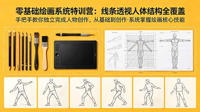 （18615期）零基础绘画系统特训营：线条透视人体结构全覆盖，手把手教你独立完成人物创作-Scorpio丨网创