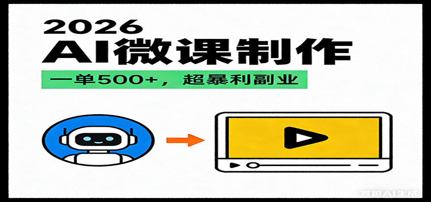 2026AI 风口最稳副业：微课代写制作，一单 500+，人人可做的蓝海项目-Scorpio丨网创