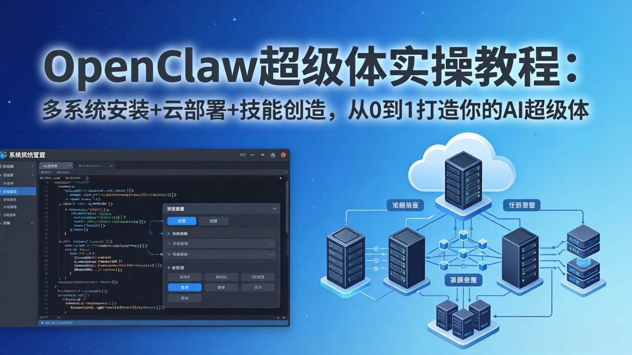 （17603期）OpenClaw-小龙虾 超级体实操教程：多系统安装+云部署+技能创造，从0到1打造你的AI超级体-Scorpio丨网创