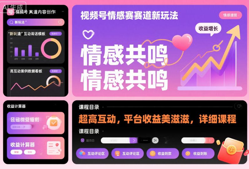 视频号情感赛道新玩法,超高互动,平台收益美滋滋,详细课程-Scorpio丨网创