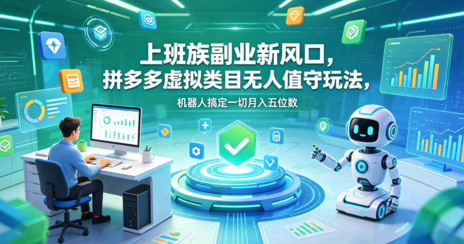 上班族副业新风口，拼多多虚拟类目无人值守玩法，机器人搞定一切月入五位数【揭秘】-Scorpio丨网创