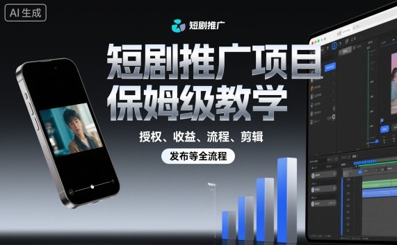 短剧推广项目保姆级教学,授权、收益、流程、剪辑,发布等全流程-Scorpio丨网创