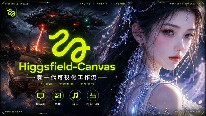 (18502期)Higgsfield Canvas AI视频制作详解,节点式工作流搭建,重构新式视频创作完整教程-Scorpio丨网创