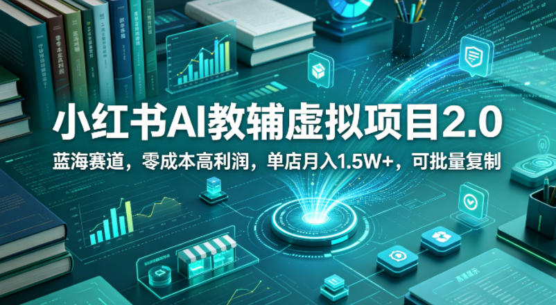 小红书AI教辅虚拟项目2.0，蓝海赛道，零成本高利润，单店月入1.5W+，可批量复制-Scorpio丨网创