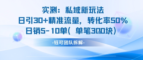 实测私域新玩法日引30加精准流量转化率50%日销5-10单每笔3张-Scorpio丨网创