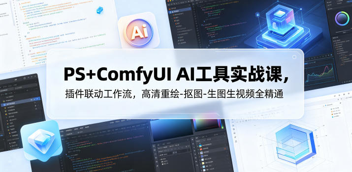 PS+ComfyUI AI工具实战课，插件联动工作流，高清重绘-抠图-生图生视频全精通-Scorpio丨网创