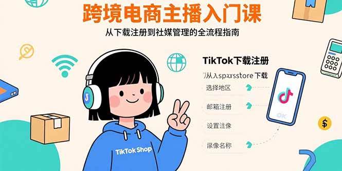 (15708期)跨境电商主播入门课,TikTok下载注册,支付工具配置,社媒账号管理全流程-Scorpio丨网创