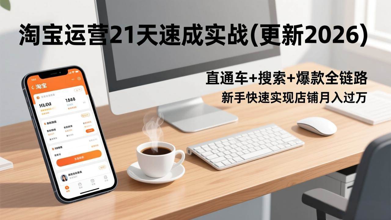 (17201期)淘宝运营21天速成实战(更新2026),直通车+搜索+爆款全链路,新手快速实现店铺月入过万-Scorpio丨网创