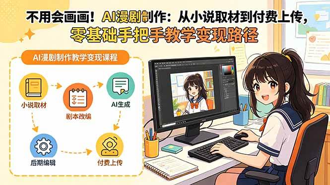 （18439期）不用会画画！AI漫剧制作：从小说取材到付费上传，零基础手把手教学变现路径-Scorpio丨网创
