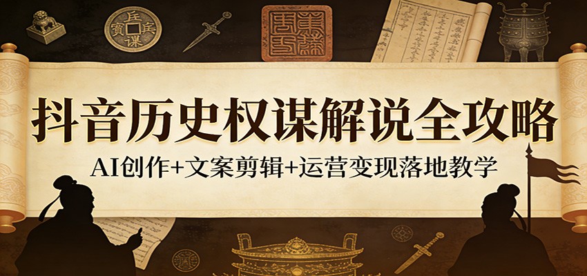 抖音历史权谋解说全攻略：AI创作+文案剪辑+运营变现落地教学-Scorpio丨网创