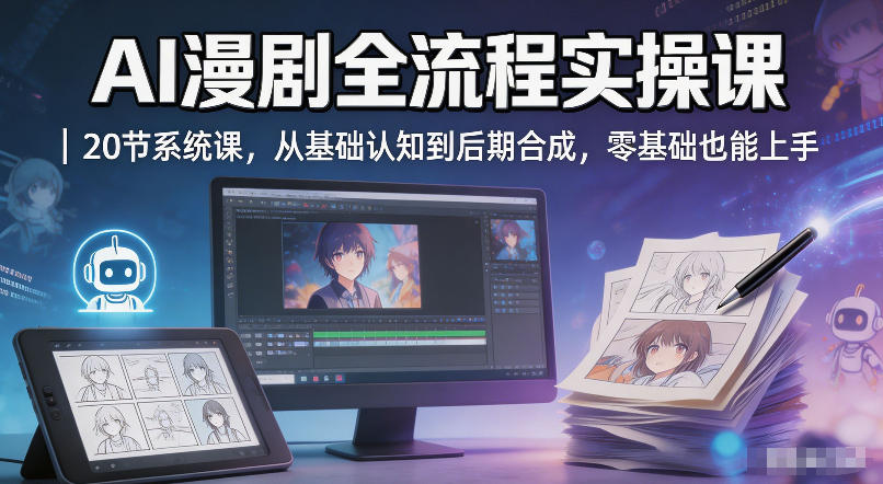 AI漫剧全流程实操课｜20节系统课，从基础认知到后期合成，零基础也能上手-Scorpio丨网创