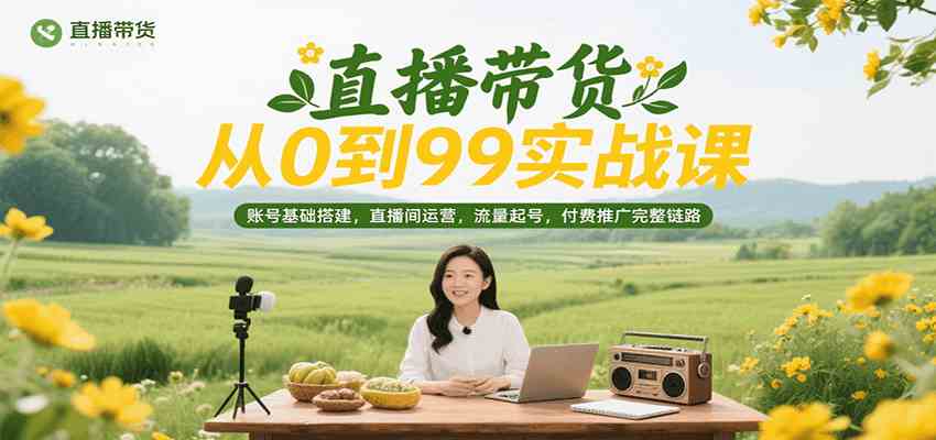 直播带货从0到99实战课,账号基础搭建,直播间运营,流量起号,付费推广完整链路-Scorpio丨网创
