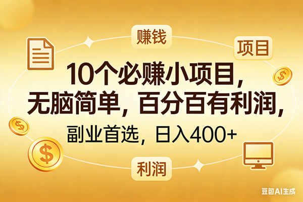 （17812期）10个必赚的小项目，百分百有利润，无脑简单，副业首选，日入400+-Scorpio丨网创