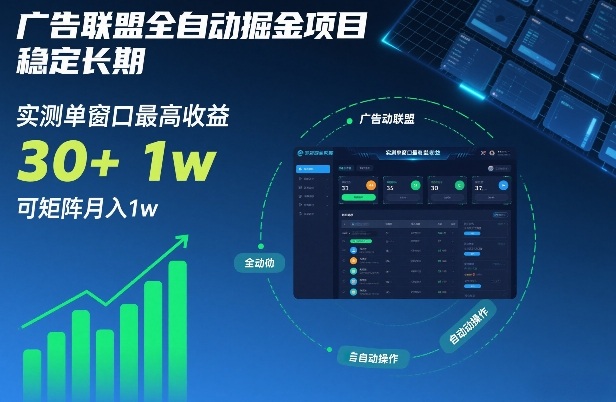 广告联盟全自动掘金项目,稳定长期,实测单窗口最高收益30+,可矩阵月入1w+【揭秘】-Scorpio丨网创