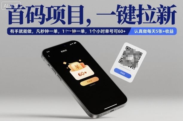 首码项目,一键拉新,有手就能做,几秒钟一单,1个小时单号可60+,认真做每天5张+收益【揭秘】-Scorpio丨网创