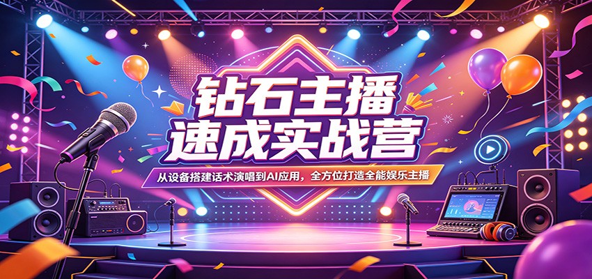 钻石主播速成实战营：从设备搭建话术演唱到AI应用，全方位打造全能娱乐主播-Scorpio丨网创