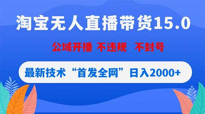 （18562期）淘宝无人直播带货15.0，不封号，不违规，公域玩法，首发全网日入2000+-Scorpio丨网创