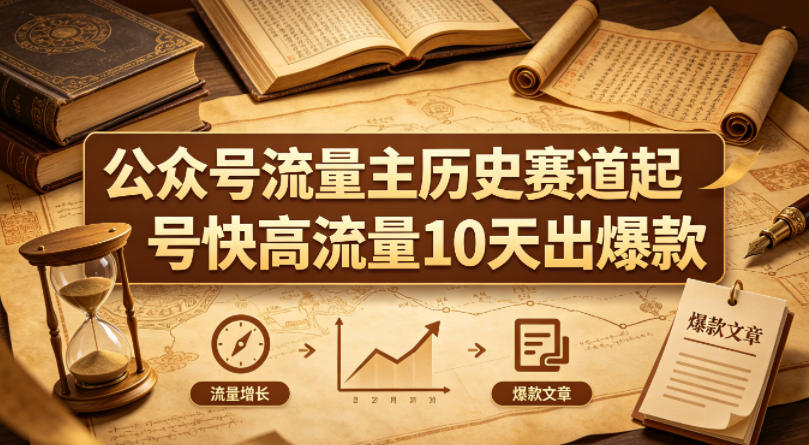 公众号流量主之历史赛道，起号快+高流量，10天就能出爆款！-Scorpio丨网创
