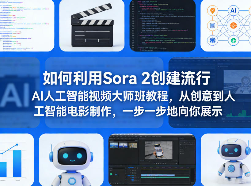 如何利用Sora 2创建流行AI人工智能视频大师班教程，从创意到人工智能电影制作，一步一步地向你展示-Scorpio丨网创
