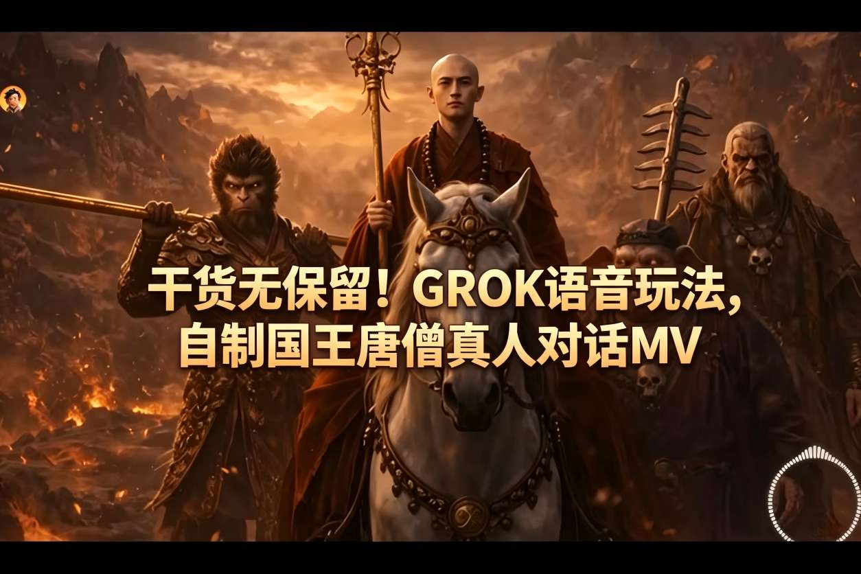 干货无保留！GROK语音玩法，自制国王唐僧真人对话MV-Scorpio丨网创