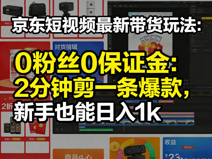 京东短视频最新带货玩法,0粉丝0保证金,2分钟剪一条爆款,新手也能日入1k+【揭秘】 京东短视频最新带货玩法,0粉丝0保证金,2分钟剪一条爆款,新手也能日入1k+【揭秘】